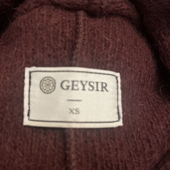 GEYSIR Iceland Women’s Icelandic Wool Sweater Cardigan Burgundy Red Size XL - Picture 10 of 11